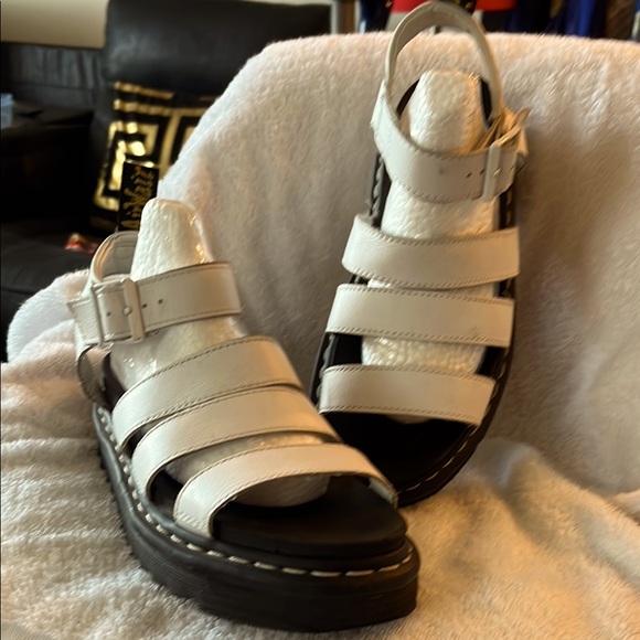 Dr. Martens Shoes - Dr. Martens White Platform Sandals Blair air wear